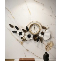 White And Gold And Bronze Wall Clock